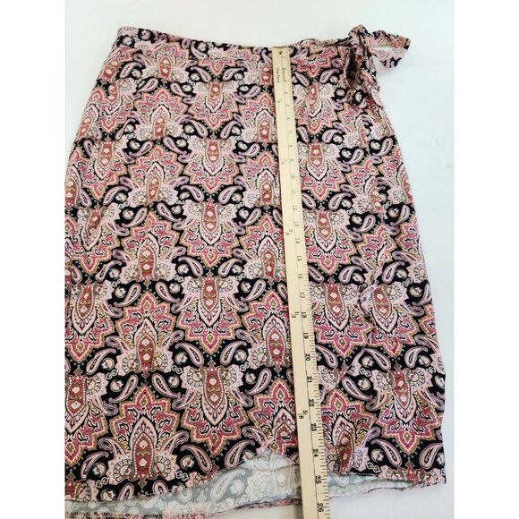 Maurices Full Wrap Skirt Women L Button Stretch Tie Closure Paisley Multicolor - Picture 2 of 10